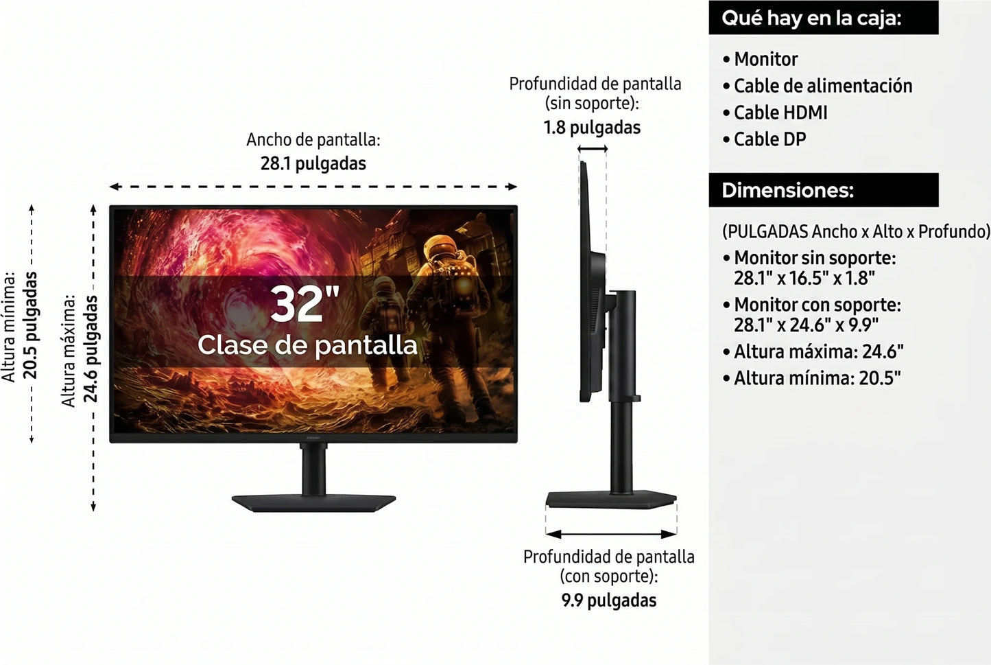 Monitor Gamer Samsung Odyssey G5 G50F 32" QHD 2540*1440 IPS HDMI 1ms(GTG) 180Hz