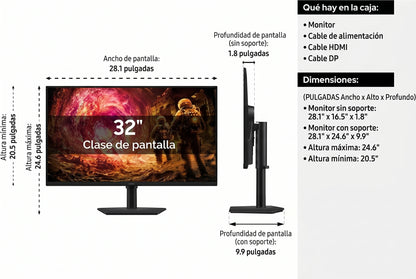 Monitor Gamer Samsung Odyssey G5 G50F 32" QHD 2540*1440 IPS HDMI 1ms(GTG) 180Hz